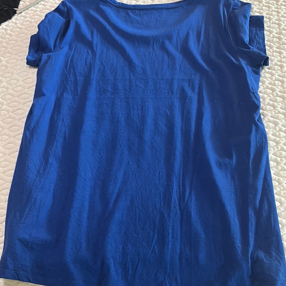 Michael Kors Royal Blue Tee with Metallic Silver MK Design - Picture 6 of 6